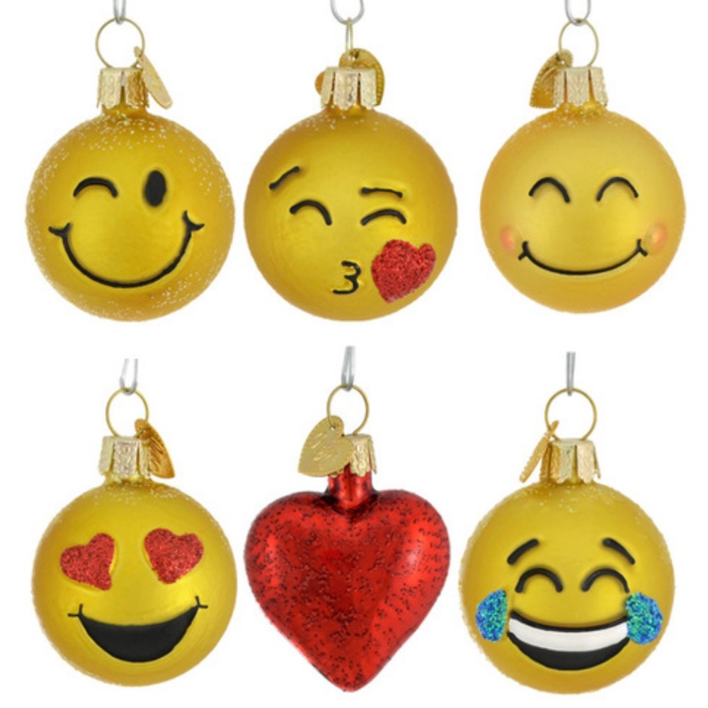 Merck Old World Christmas - Mini Emoji Glass Ornaments 6 Piece Set